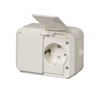 2-gang Schuko socket outlet, surface mounting, IP54/IP55 | ABB Oy