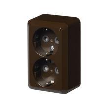 Socket outlet, Jussi, Schuko, 2-gang, screwless terminals, brown