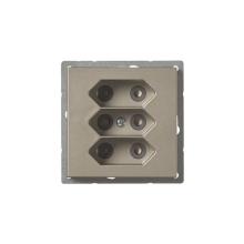 Euro socket outlet, 3-gang, shuttered, screwless terminals, branching terminals, painted steel