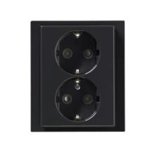 Socket outlet, Impressivo, Schuko, 2-gang, shuttered, screwless terminals, branching terminals, anthracite