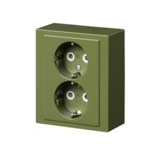 Socket outlet, Impressivo, Schuko, 2-gang, shuttered, screwless terminals, green