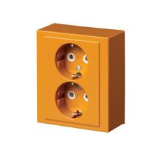 Socket outlet, Impressivo, Schuko, 2-gang, shuttered, screwless terminals, orange