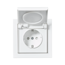 Socket outlet, Impressivo, Schuko, 1-gang, shuttered, screwless terminals, white, IP44