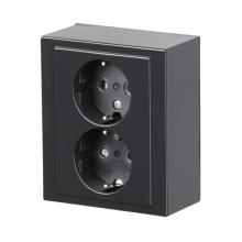 Socket outlet, Impressivo, Schuko, 2-gang, shuttered, screwless terminals, anthracite