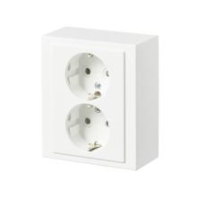 Socket outlet, Impressivo, Schuko, 2-gang, shuttered, screwless terminals, white matt