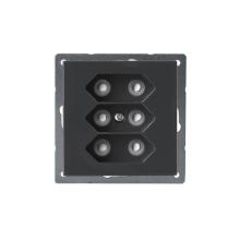 Euro socket outlet, Impressivo, 3-gang, shuttered, screwless terminals, branching terminals, anthracite