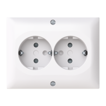 Two gang socket outlet, corner box. Without imprint White  - Saga