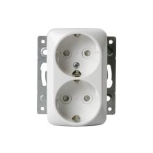 Socket outlet, Jussi, Schuko, 2-gang, shuttered, screwless terminals, branching terminals