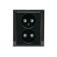 Socket outlet, Impressivo, not earthed, 2-gang, shuttered, screwless terminals, branching terminals, anthracite