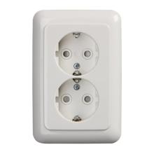 Double socket outlet Without imprint White  - Jussi