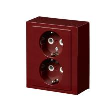 Socket outlet, Impressivo, Schuko, 2-gang, shuttered, screwless terminals, red