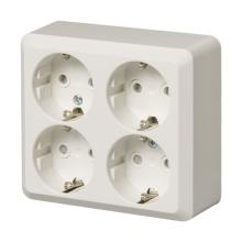 Socket outlet, Jussi, Schuko, 4-gang, shuttered, screwless terminals