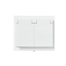 Socket outlet, Impressivo, Schuko, 2-gang, shuttered, screwless terminals, branching terminals, white, IP44