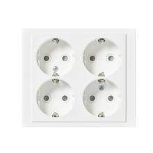 Socket outlet, Impressivo, Schuko, 4-gang, shuttered, screwless terminals, white matt