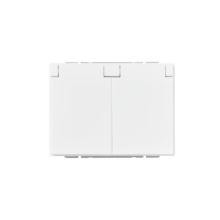 Schuko socket outlet, Impressivo, 2-gang with lid, shuttered, screwless terminals, branching terminals, white