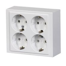 Socket outlet, Impressivo, Schuko, 4-gang, shuttered, screwless terminals, white