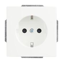 Socket outlet, Schuko, 1-gang, shuttered, screwless terminals, LED light, matt white