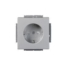 Socket outlet, Impressivo, Schuko, 1-gang, shuttered, screwless terminals, aluminum