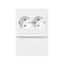 Socket outlet, Impressivo, Schuko, 2-gang, shuttered, screwless terminals, lath installation, white matt