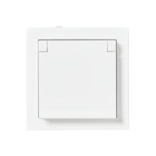 Socket outlet, Impressivo IP44, 1-gang Schuko, shuttered, screwless terminals, white matt