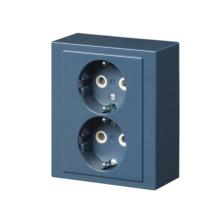 Socket outlet, Impressivo, Schuko, 2-gang, shuttered, screwless terminals, blue