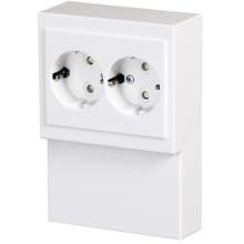 Socket outlet, Impressivo, Schuko, 2-gang, shuttered, screwless terminals, lath installation, white