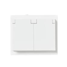 Socket outlet, Impressivo IP44, 2-gang Schuko, shuttered, screwless terminals, branching terminals, white matt