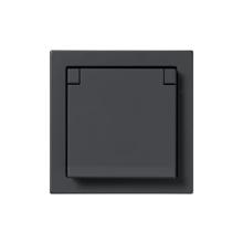 Socket outlet, Impressivo IP44, 1-gang Schuko, shuttered, screwless terminals, black matt