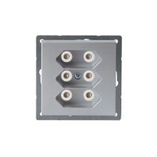 Euro socket outlet, Impressivo, 3-gang, shuttered, screwless terminals, branching terminals, aluminum