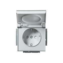 Socket outlet, Impressivo, Schuko, 1-gang, screwless terminals, aluminum