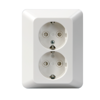 2-gang socket outlet Schuko with cover plate, screwless terminals, IP21