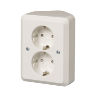 2-gang Schuko socket outlet, corner installation, IP21