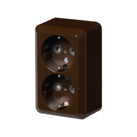 2-gang brown Schuko socket outlet, IP21